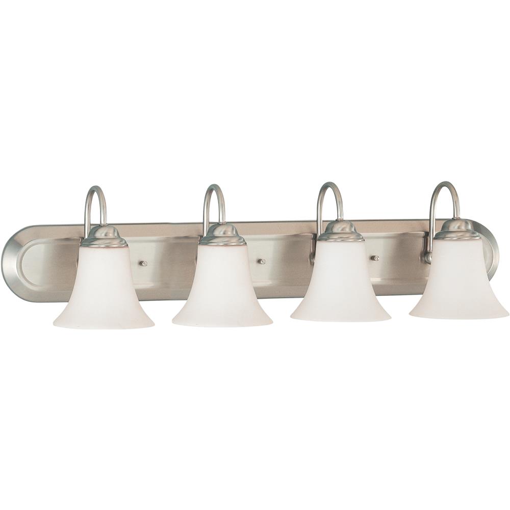 Nuvo Lighting 60/1835  Dupont - 4 Light Vanity with Satin White Glass in Brushed Nickel Finish